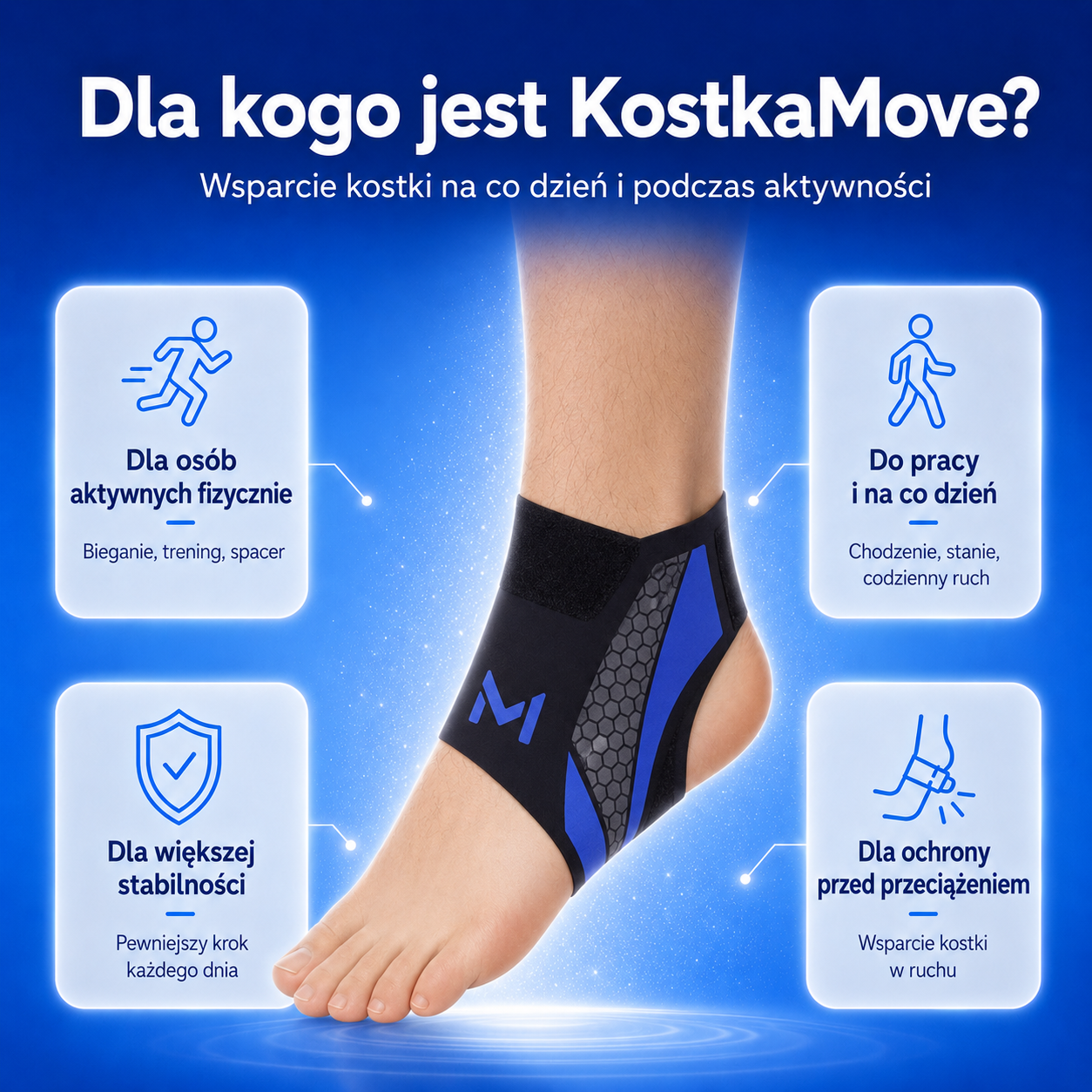 KostkaMove™ — Elastyczne wsparcie kostki, które mieści się w bucie